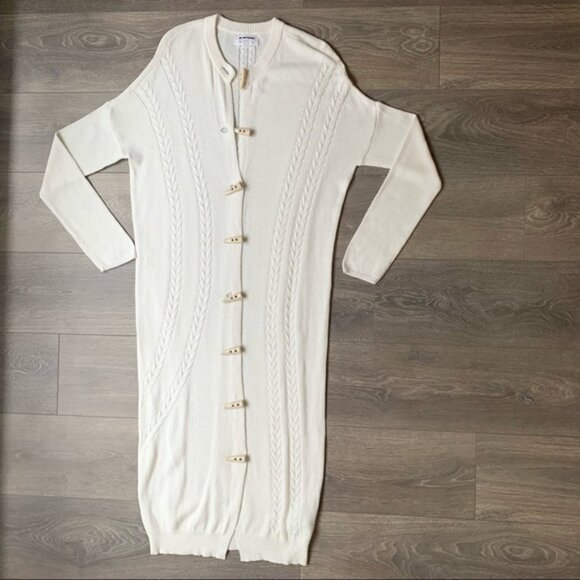 One Teaspoon Sorrento Knit Long Cardigan Sweater Duster Maxi Cream Cotton - Picture 7 of 16